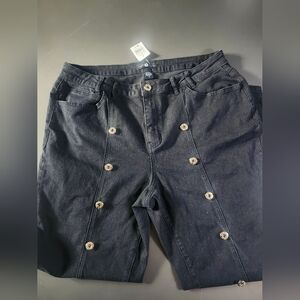 Ashley Steward Gold Button Jeans